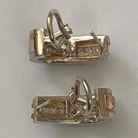 💎 .54ct Diamond 14k solid rose gold and 925 silver earrings genuine real stones - Picture 6 of 16